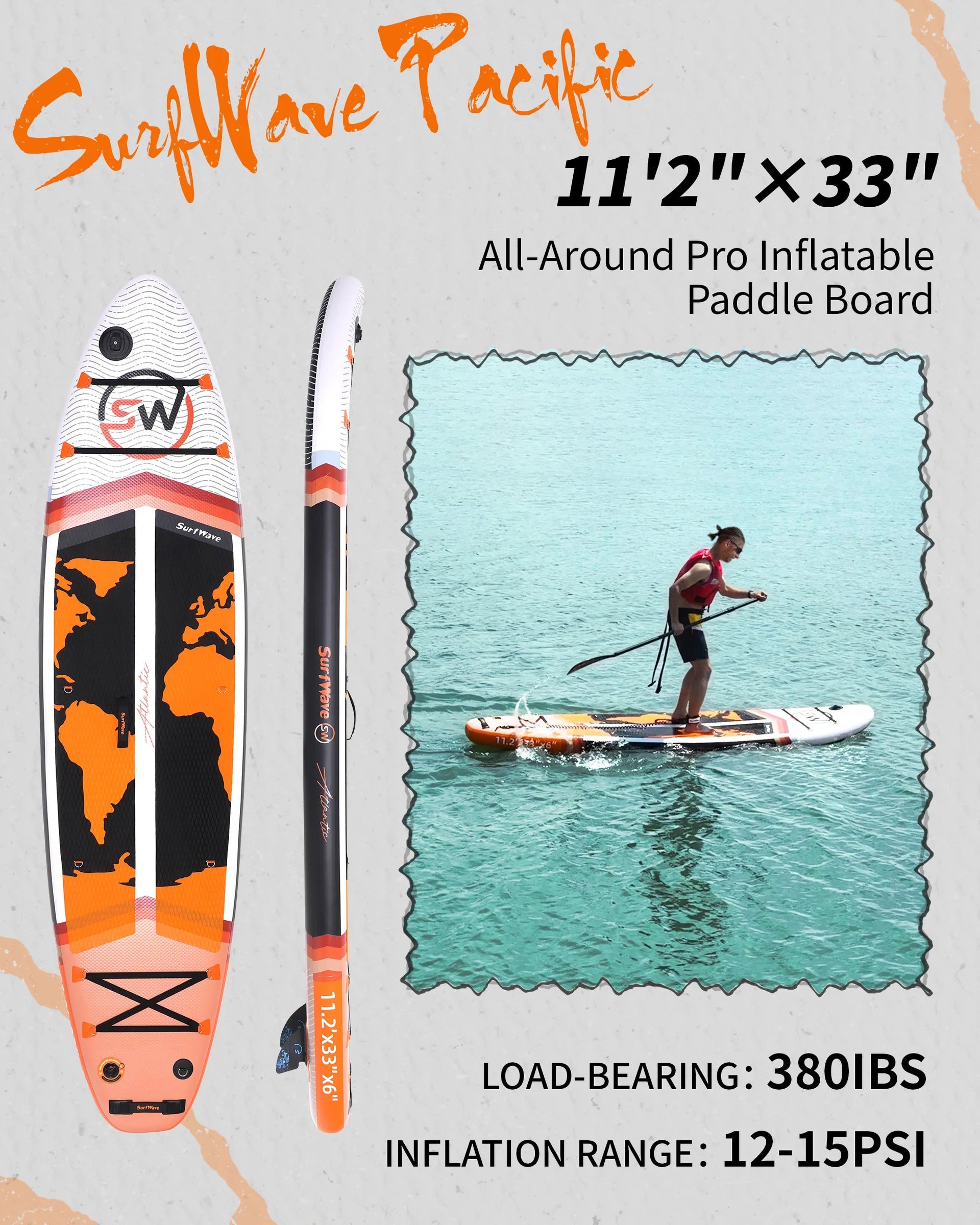 Pro Inflatable SUP Board 11ft All Around Paddle Board