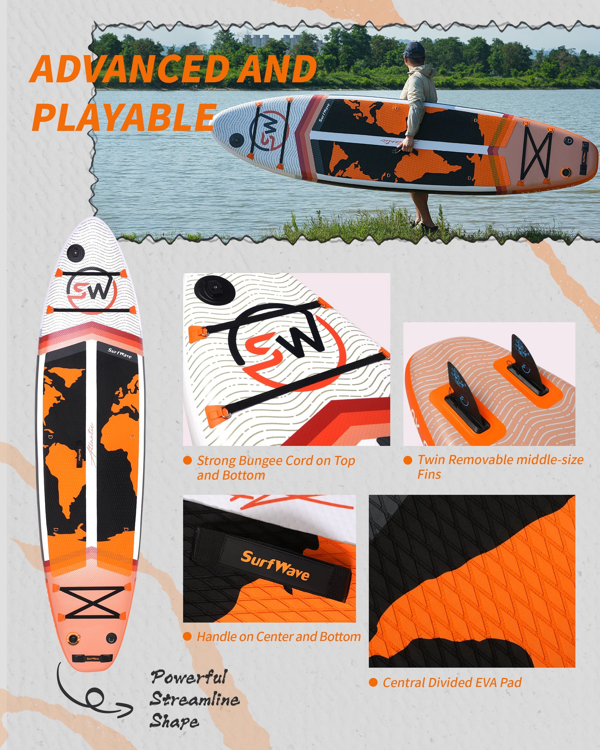 Pro Inflatable SUP Board 11ft All Around Paddle Board