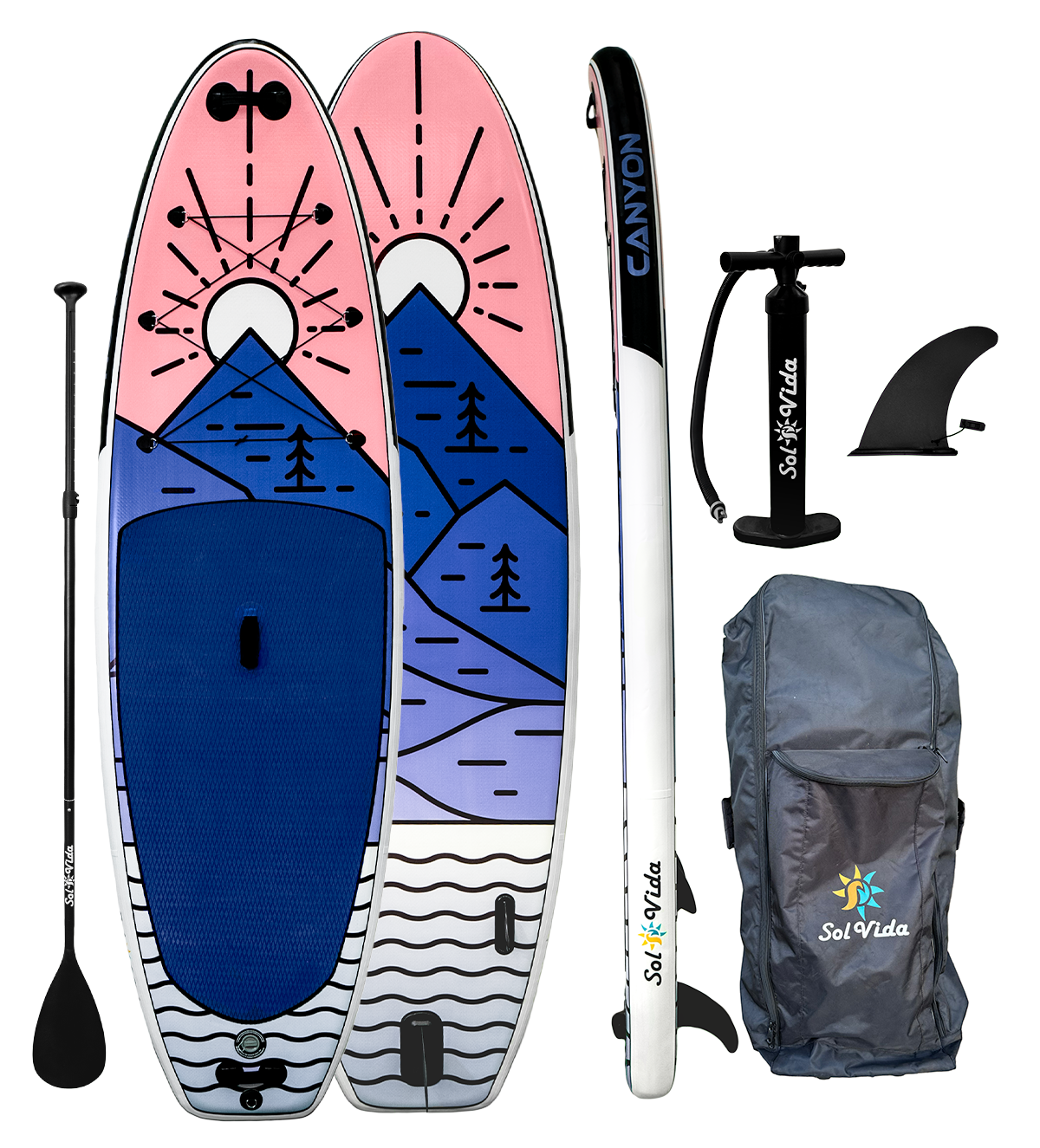 11' 4'' Inflatable Paddle Board + Paddle, Pump, Detachable Fin, & Carrying Case