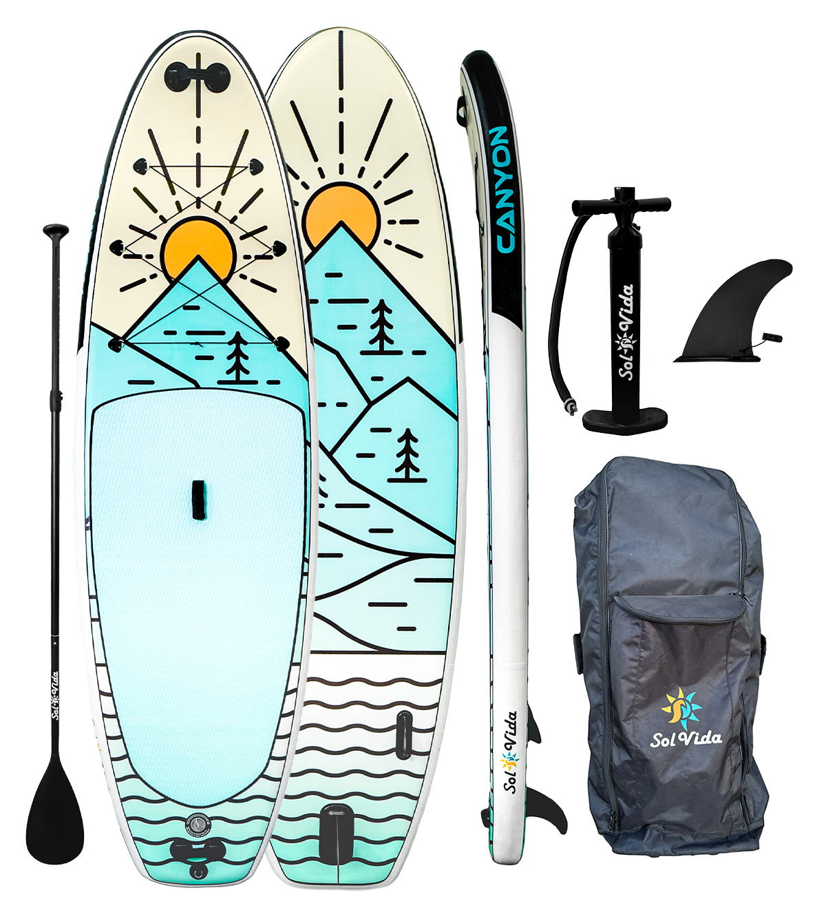 11' 4'' Inflatable Paddle Board + Paddle, Pump, Detachable Fin, & Carrying Case