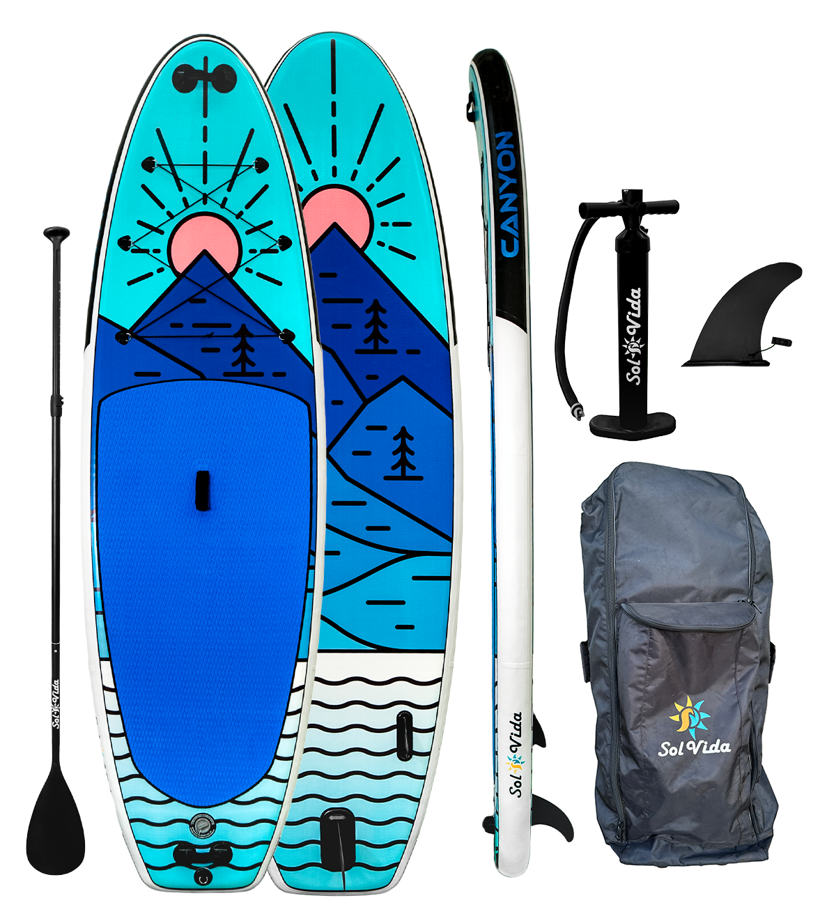 11' 4'' Inflatable Paddle Board + Paddle, Pump, Detachable Fin, & Carrying Case