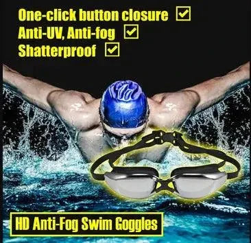 HD Swim Goggles With HD Clarity Comfort Fit Adjustable Straps