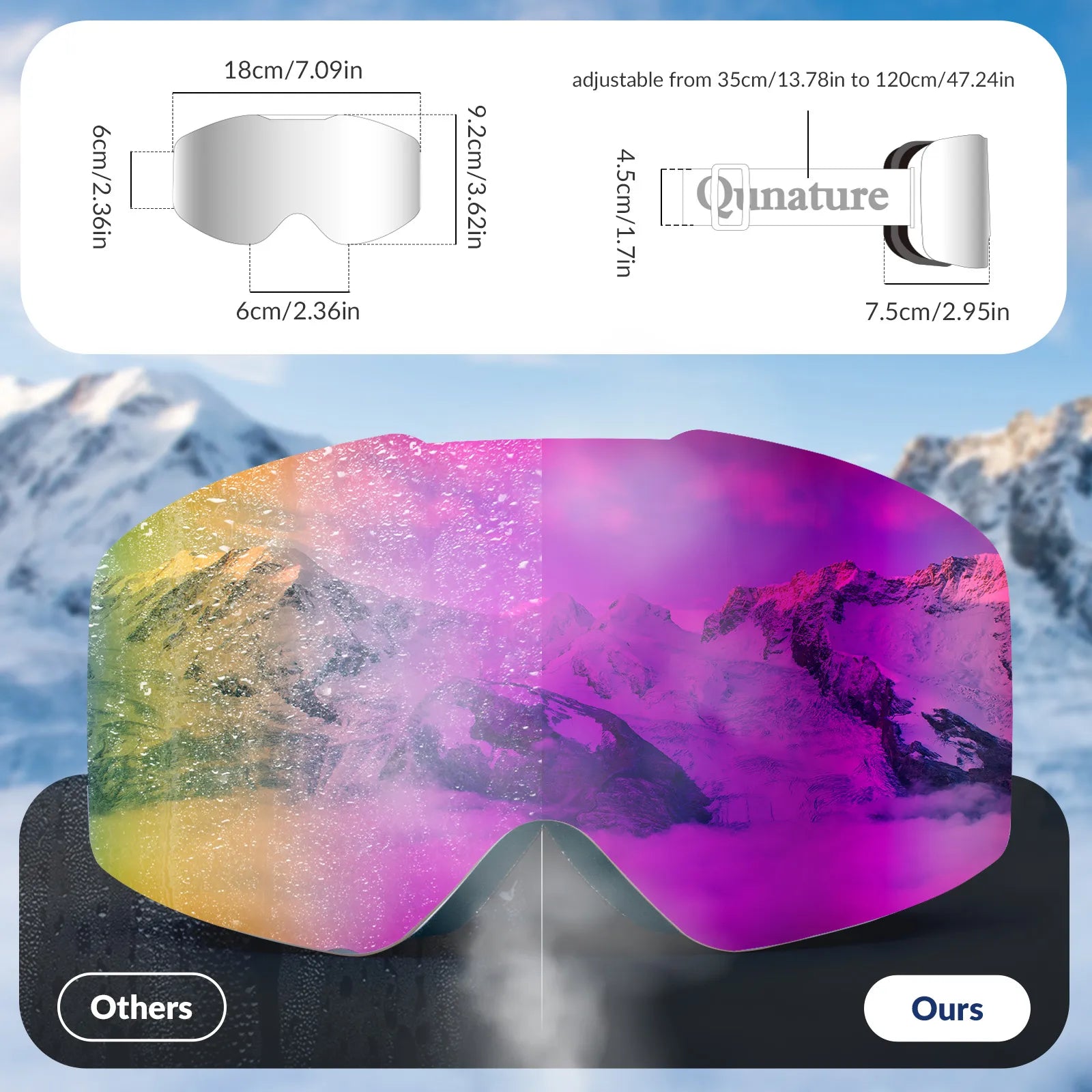 Ski Goggles with UV400 Protection Frameless Anti-Fog