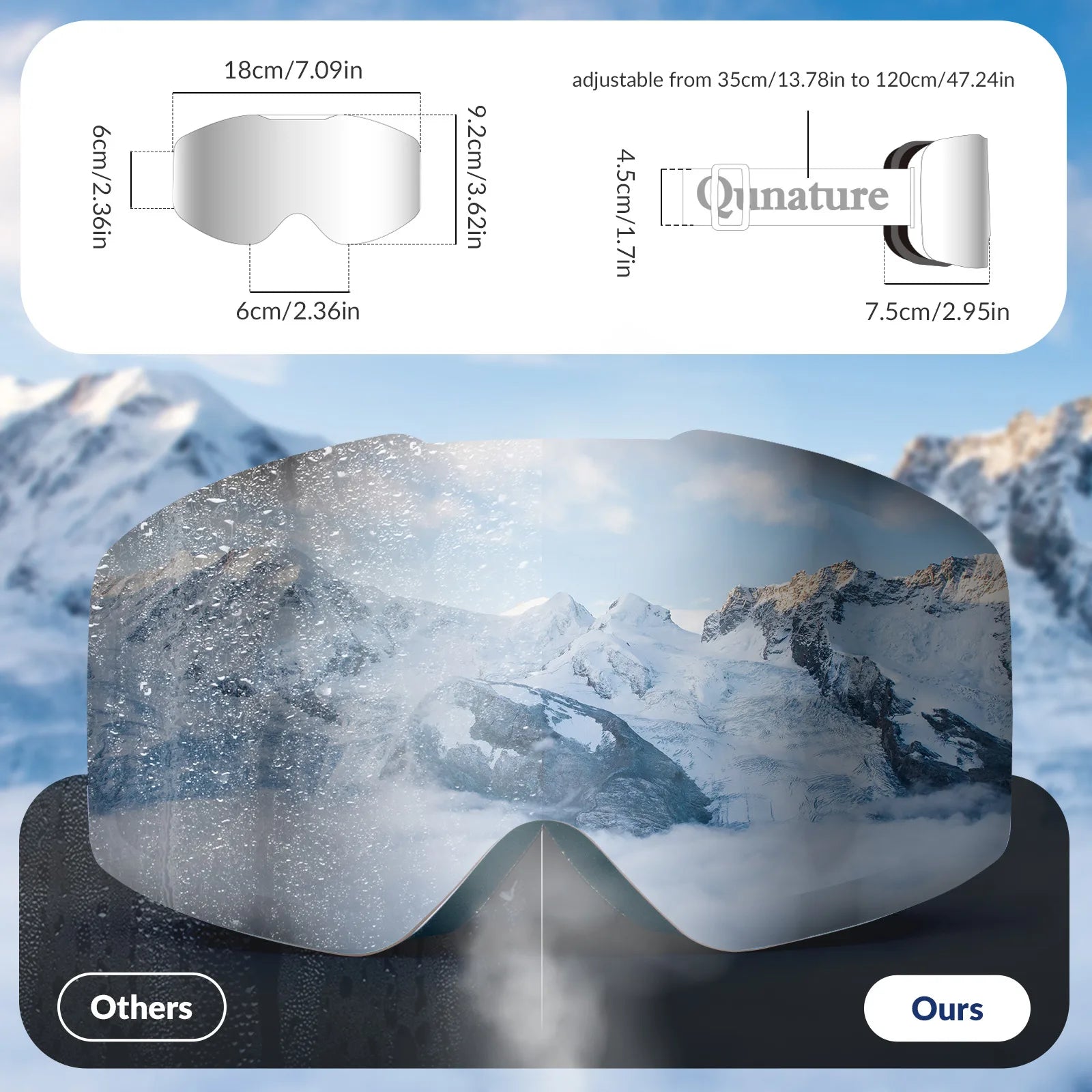 Ski Goggles with UV400 Protection Frameless Anti-Fog