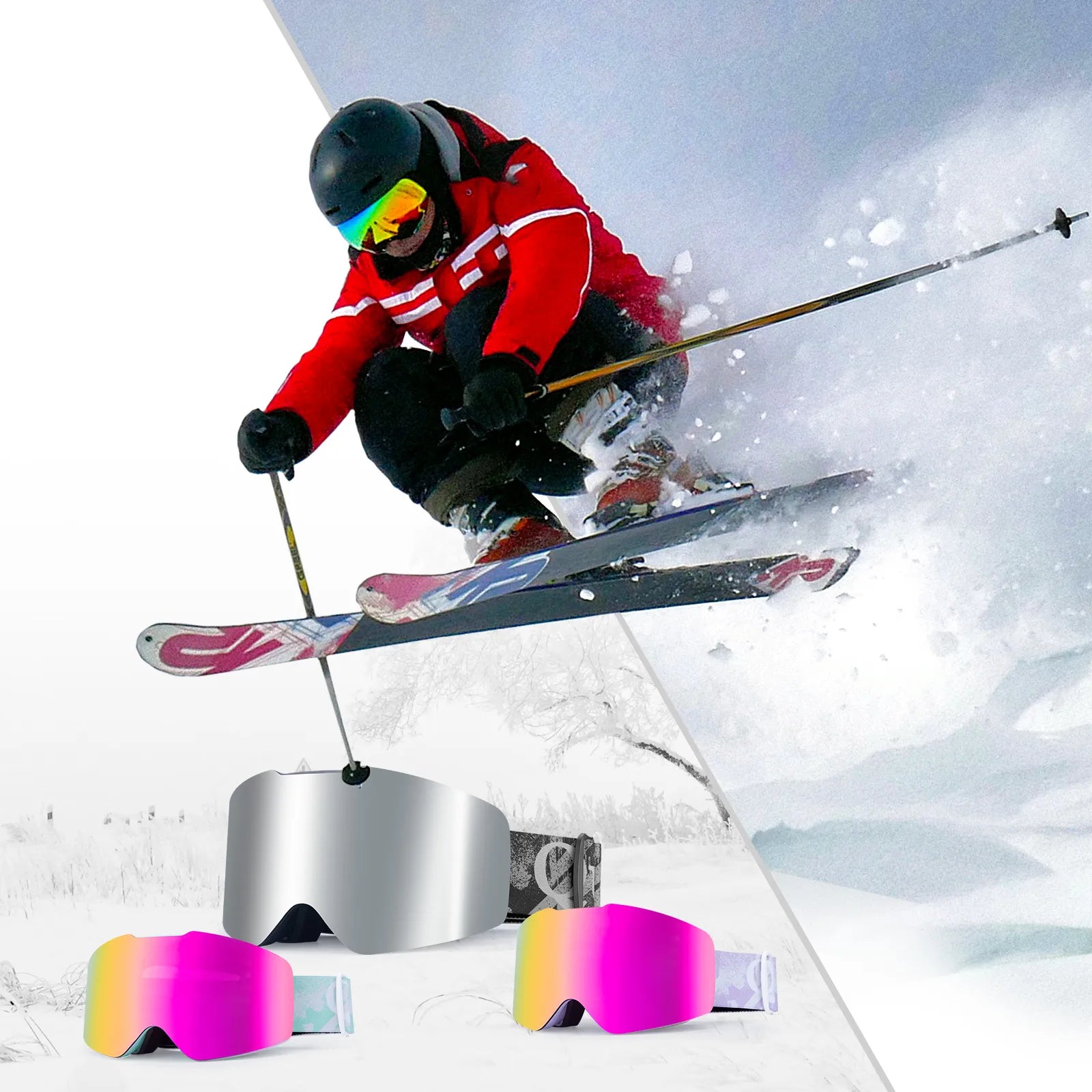 Ski Goggles with UV400 Protection Frameless Anti-Fog