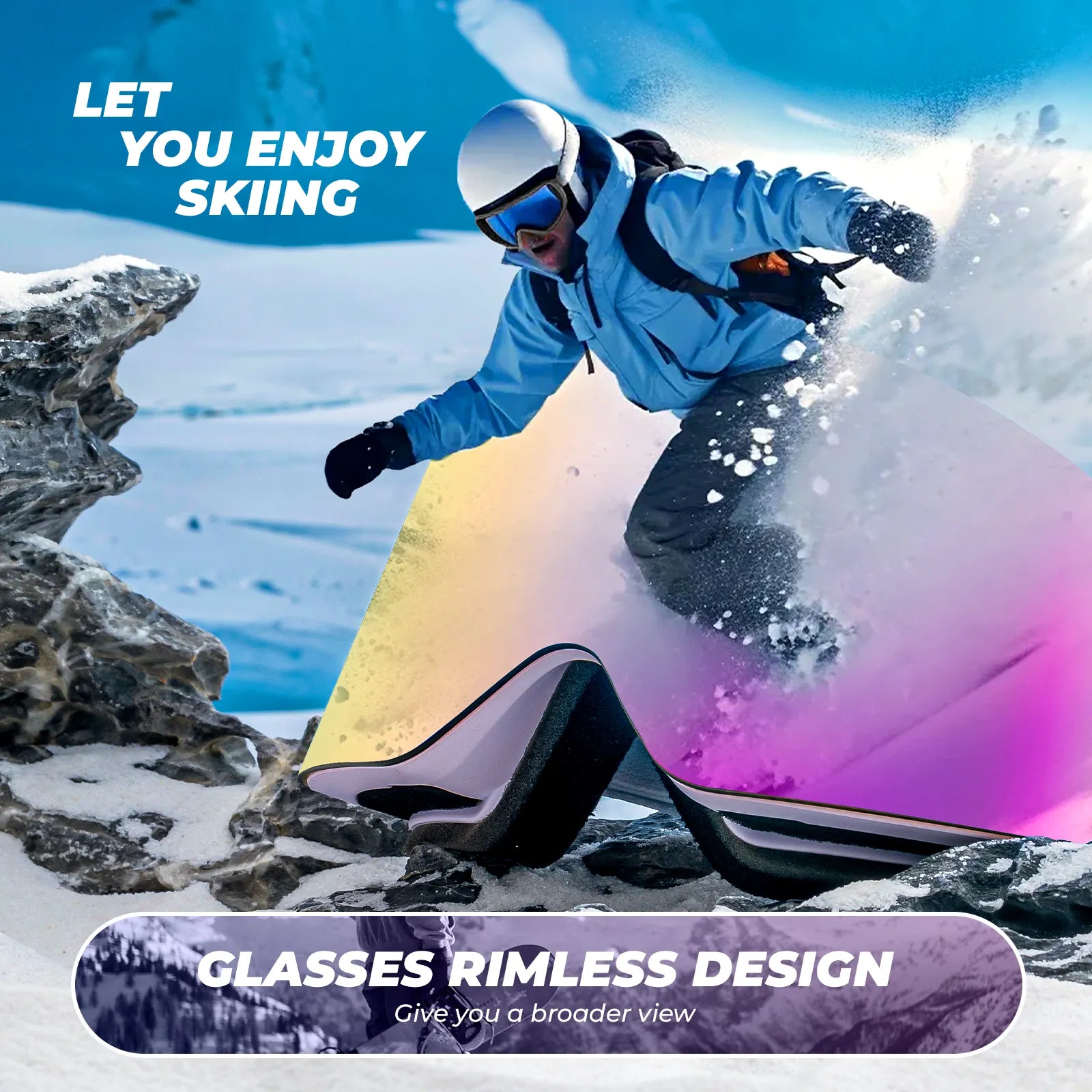 Ski Goggles with UV400 Protection Frameless Anti-Fog