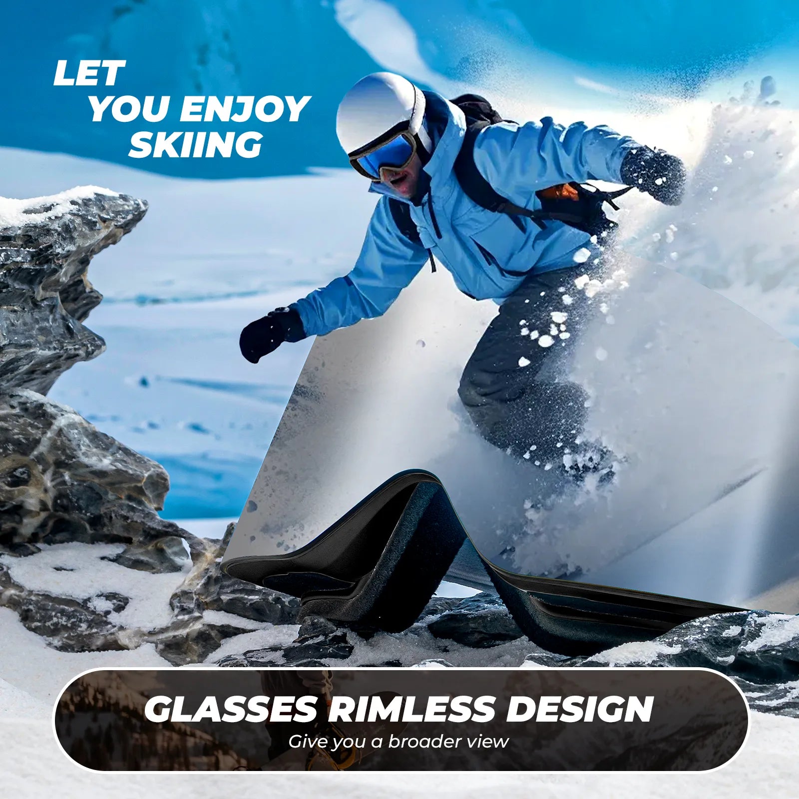 Ski Goggles with UV400 Protection Frameless Anti-Fog