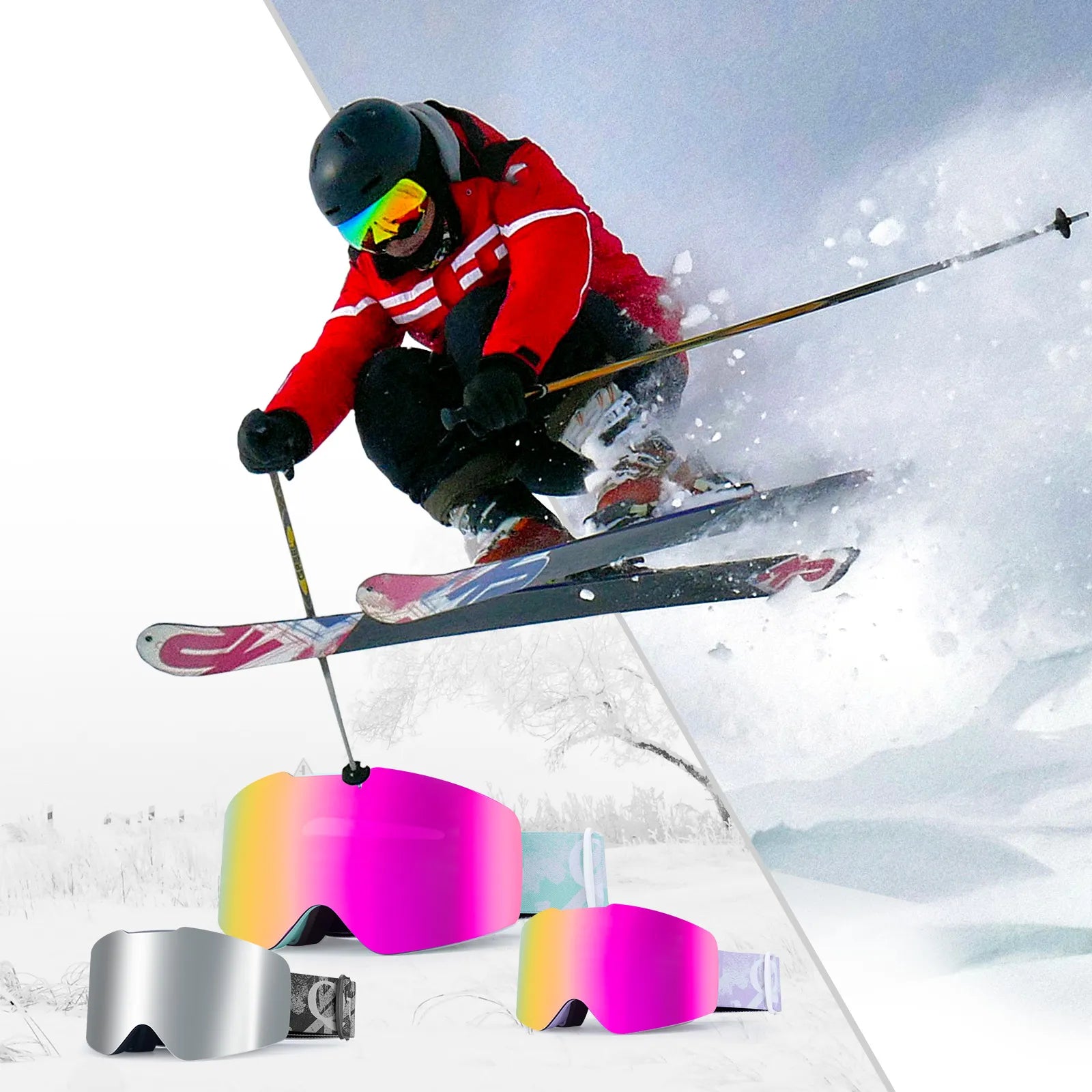 Ski Goggles with UV400 Protection Frameless Anti-Fog