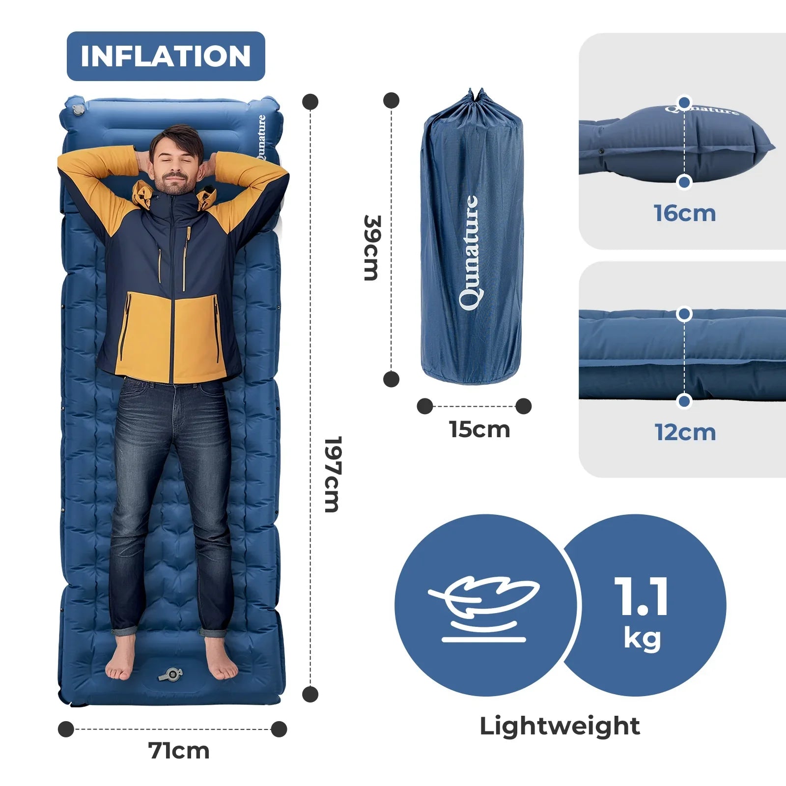 Inflatable Sleeping Pad with Pillow