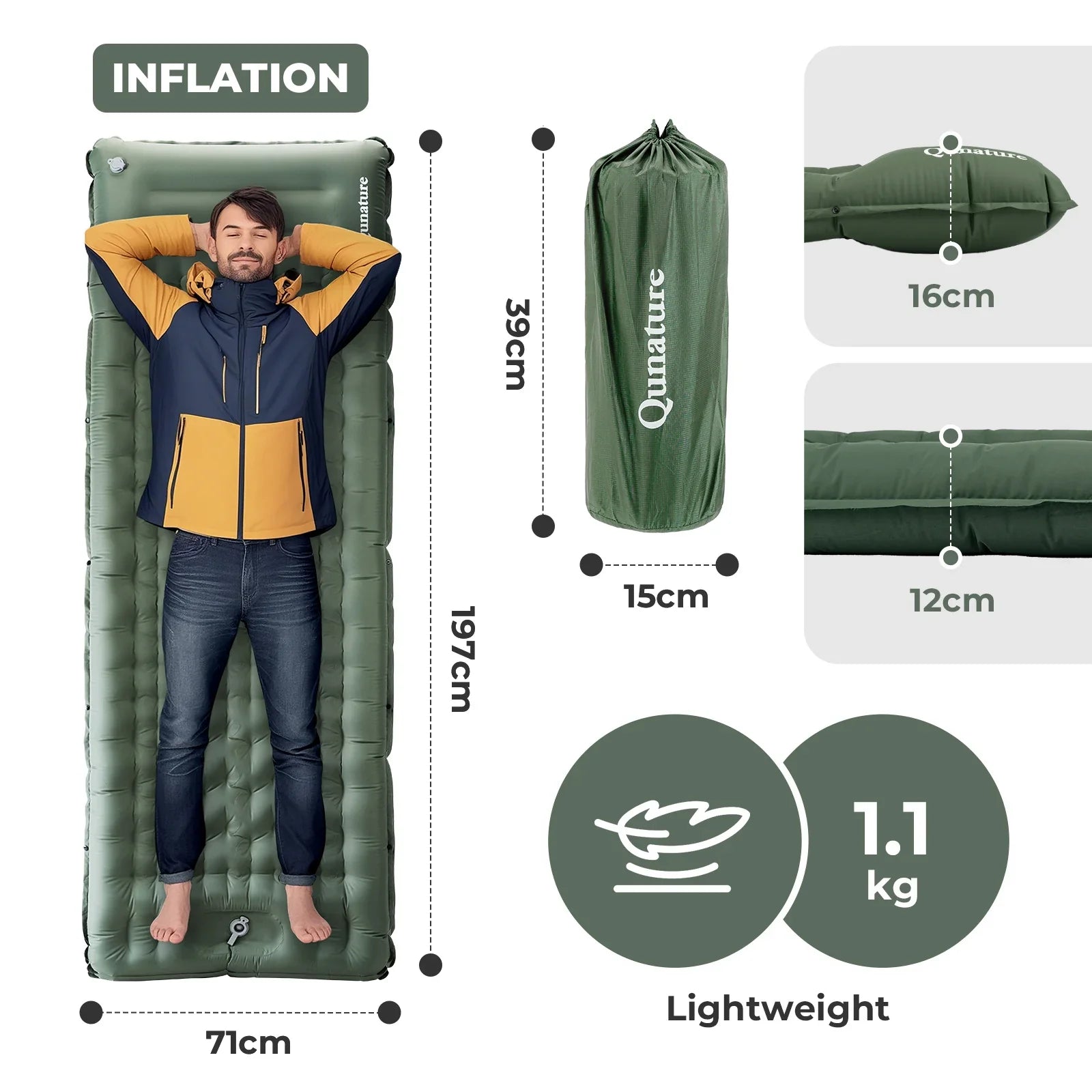 Inflatable Sleeping Pad with Pillow