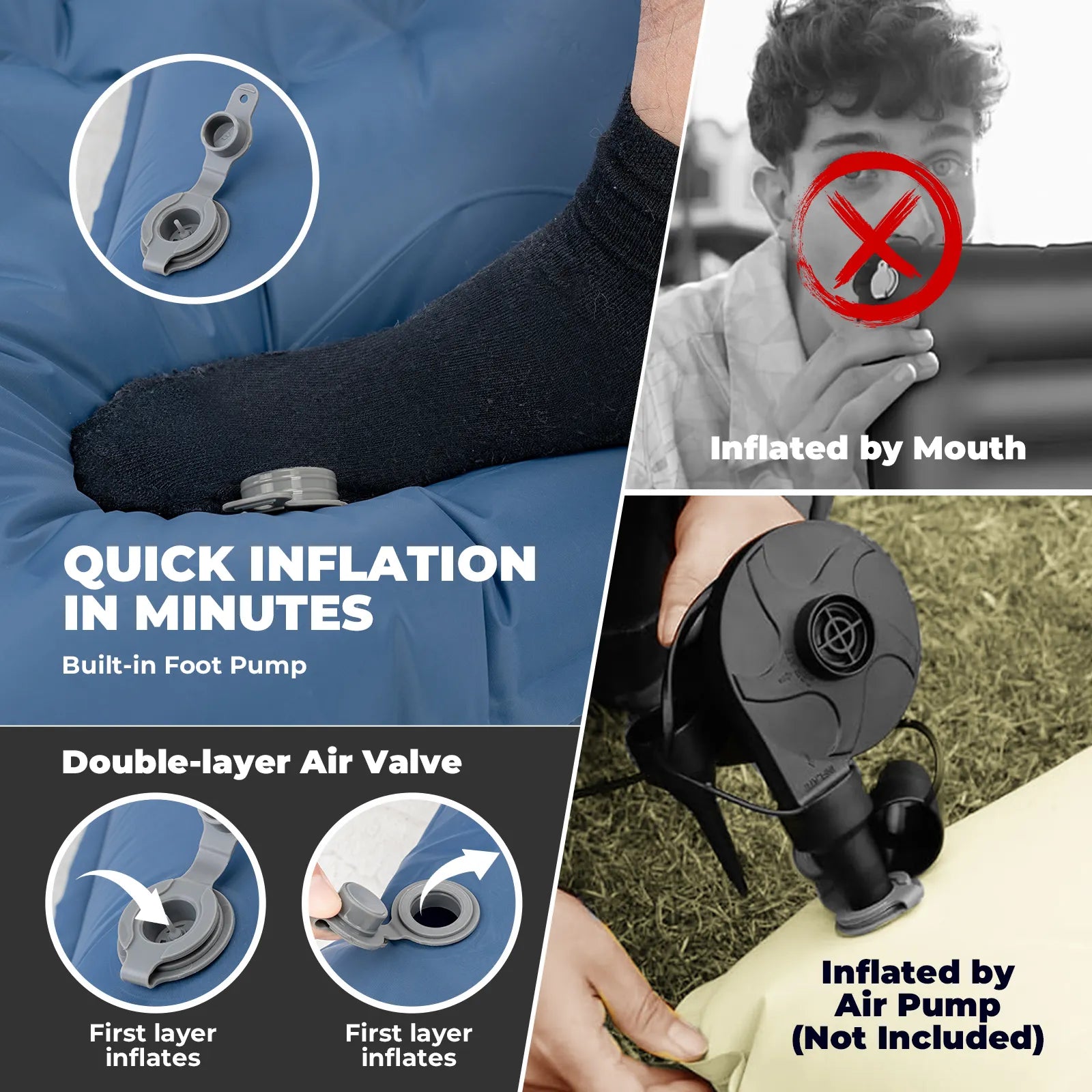 Inflatable Sleeping Pad with Pillow