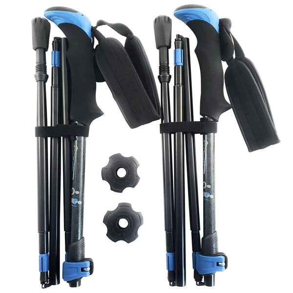 Travel Folding Hiking Poles with Accessories Adjustable Grip Sizes