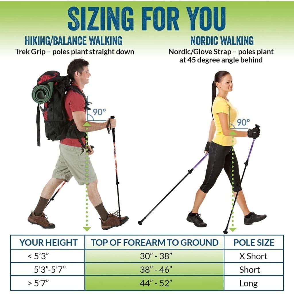 Hiking Poles with Adjustable Sizes